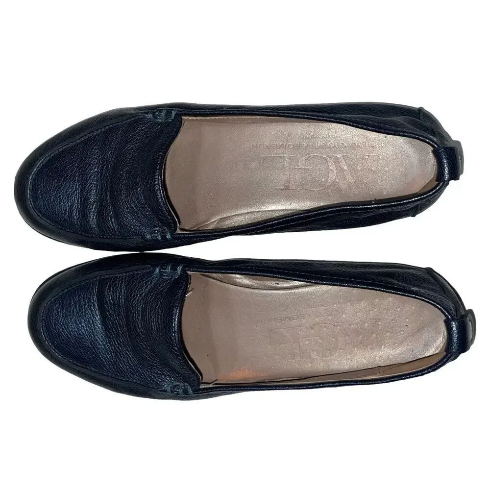 AGL Metallic Navy Blue Leather Loafers   Size: EU 38  US 8